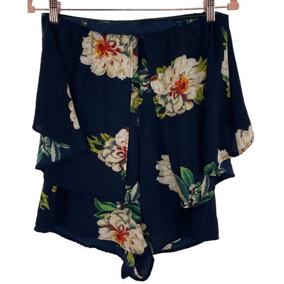 Haute Rogue Women's Size Small Navy/Multi-Colored Floral Strapless Romper - Picture 2 of 5